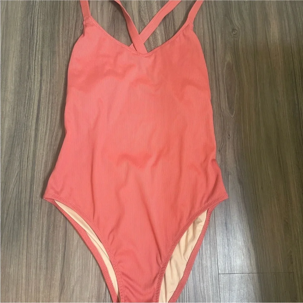 Madewell Ribbed One-Piece Swimsuit in Terracotta